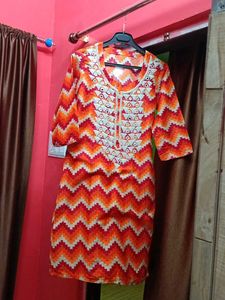 Stylish Orange Print Kurta