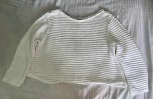White Cropped Knit Sweater