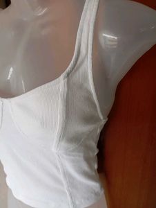 Ribbed White Bustier Tank Top