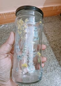 Decorative Glass Jar with Floral Print