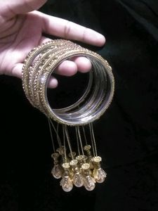 😍 Golden Bangles With Latkan