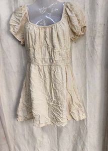 1339. Chic Linen Blend Puff Sleeve Dress