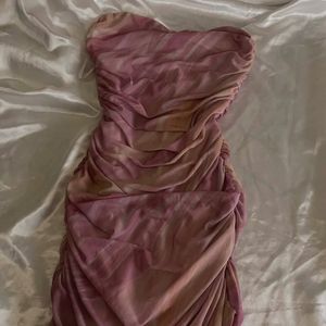 Chic Ruched Strapless Pink Dress