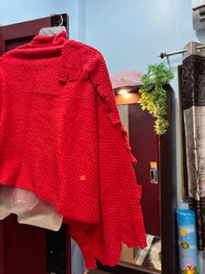 Red Woven woollen  Shawl/Scarf
