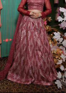 Maroon &amp; Silver Lehenga