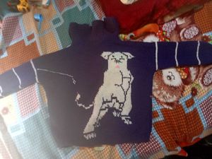 Hand made Knit Sweater with Dog Gr