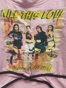 Pink "KILL THIS LOVE" Graphic Crop Top