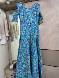 Stunning Blue Floral Print Gown