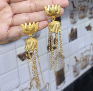 Elegant Gold Lotus Jhumka Earrings