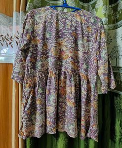 Chic Floral Print Kurti Top