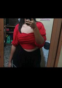 Chic Red Ruched Crop Top