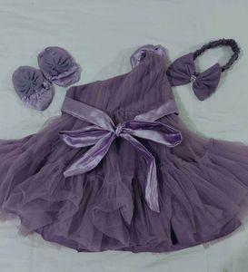 Cute Lavender Frock with Accessories