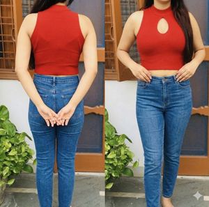 Chic Red Cut-Out Sleeveless Top