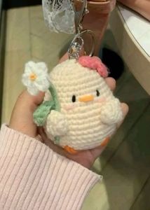 Handmade Crochet Chick Keychain