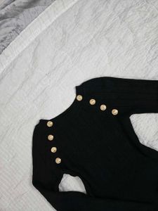 Chic Black Ribbed Sweater bust 34/36