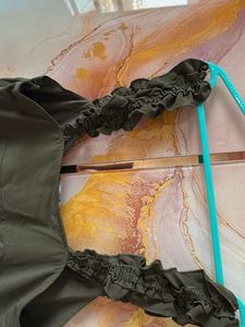 Olive Green Ruffle Strap Cami Top