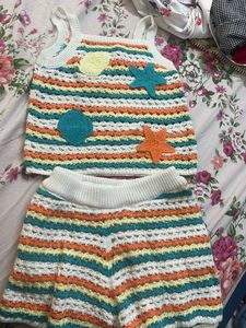 Crochet Knit Top & Shorts Set