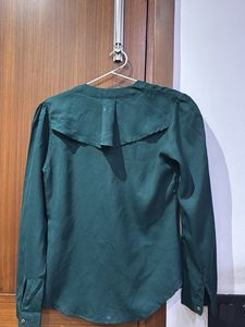 Elegant Teal Green Ruffled Blouse