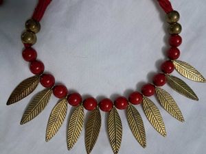 Red &amp; Gold Beaded Necklace