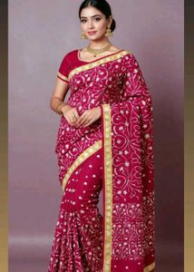 Elegant Embroidered Red Saree