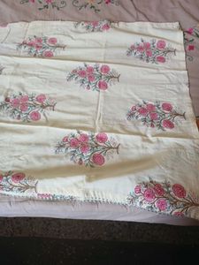 Cream Kurta with Pink Floral Print