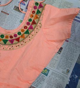 Peach Embroidered Kurta Set with Patiala Pants