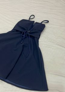 Navy Blue Lace-Up Mini Dress