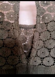 Olive Green Crochet Top with Bell Sleeves
