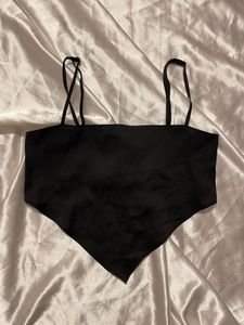 Black Scarf Crop Top