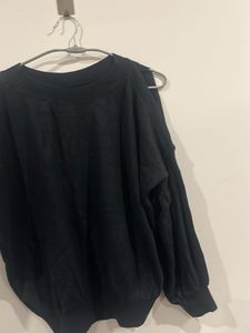 Black Cold Shoulder Balloon Sleeve Top