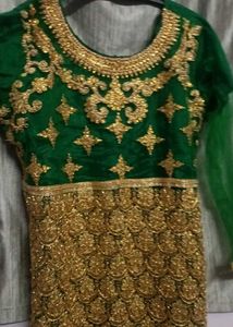 Exquisite Green &amp; Gold Embroidered Lehenga Choli