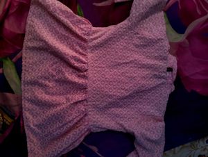 Pink Embroidered Blouse with Tie-Up Neckline