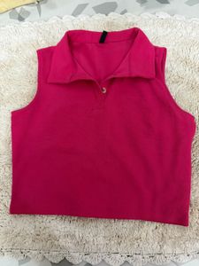 Pink Polo Crop Top