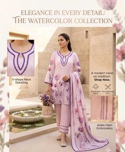 masleen cotton Kurta pant with dupatta lavender