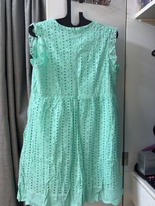 Eyelet V-Neck Mini Dress