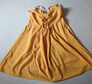🇹🇭Chic Yellow Bow Tie Mini Dress