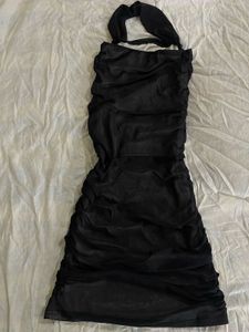 Chic Black Halter Neck Mini Dress