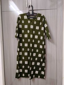 Mehandi Green Cotton Kurta Set
