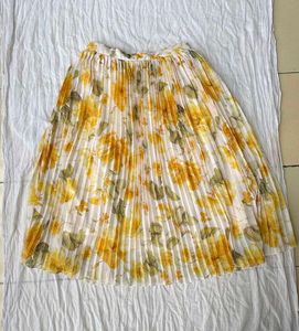 Pleated Floral Midi Skirt
