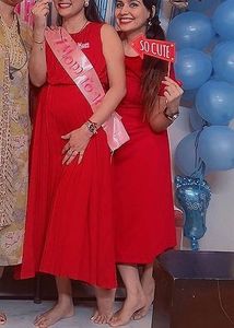 Elegant Red Pleated Maxi Dress