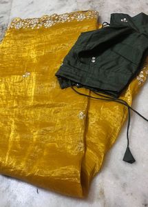Elegant Yellow Embroidered Saree