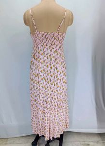 Cute Pink Floral Midi Dress