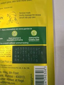 Garnier Vitamin C Serum Face Masks