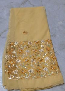 Elegant Yellow Sequence Saree with Blouse