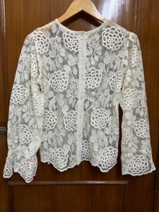 Korean Net Embroidered Top