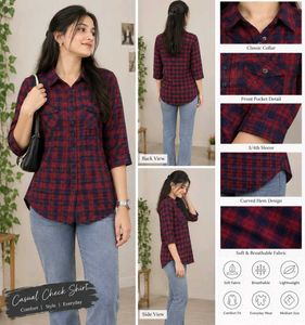 Casual Red & Blue Checkered Shirt
