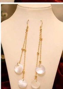 handcrafted Gold Tone Shell Drop Earrings