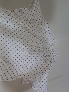 Chic White Blouse with Black Polka Dots