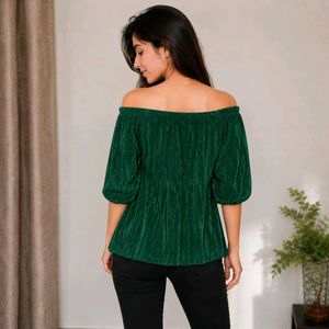 Elegant Green Pleated Twist Front Top