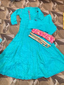 Teal Anarkali Suit Set